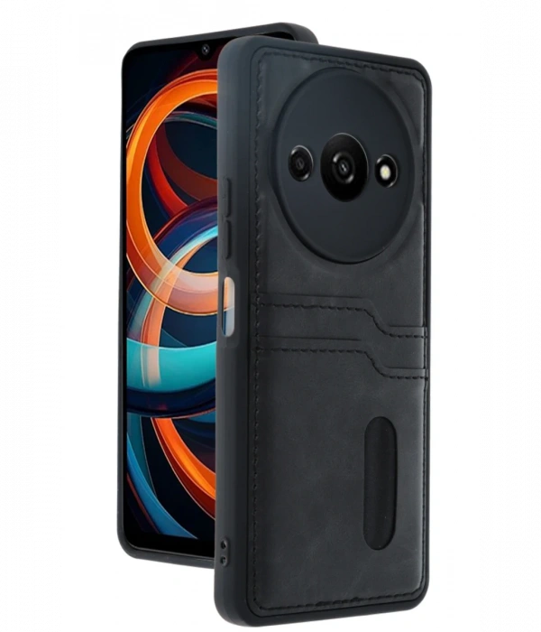 Joy Tekno Xiaomi Redmi A3 4G Kılıf Sara Kartvizitli Deri Kılıf