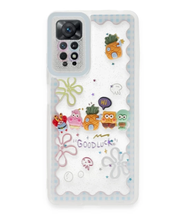 Newface Xiaomi Redmi Note 11 Kılıf Sweet Desenli Silikon Kapak - Açık Mavi