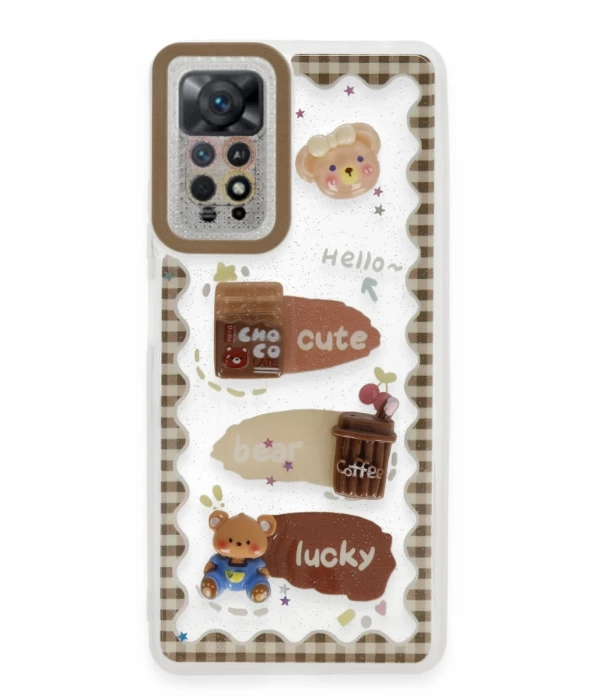 Newface Xiaomi Redmi Note 11 Kılıf Sweet Desenli Silikon Kapak - Şeffaf