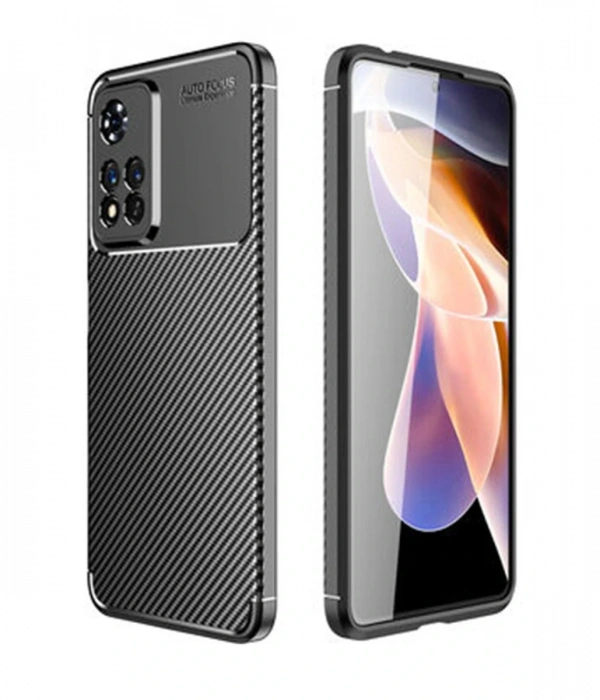 Newface Xiaomi Redmi Note 11 Pro Plus 5G Kılıf Auto Focus Karbon Kapak - Siyah