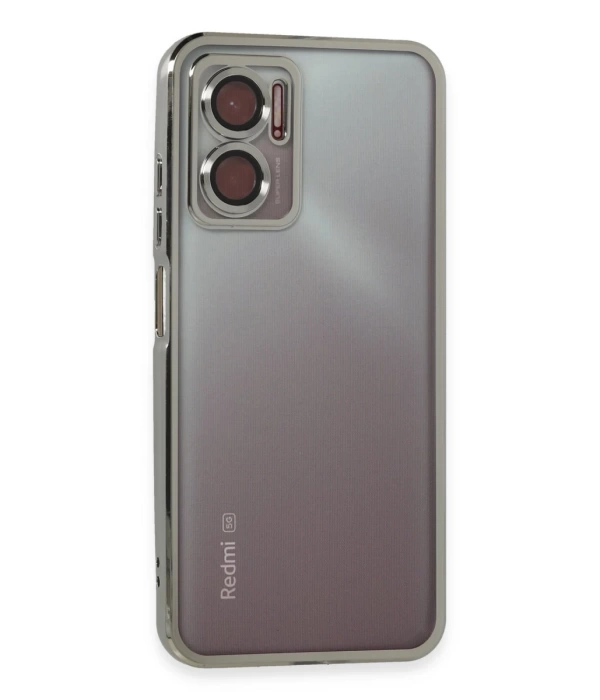 Newface Xiaomi Redmi Note 11E Kılıf Razer Lensli Silikon - Gümüş