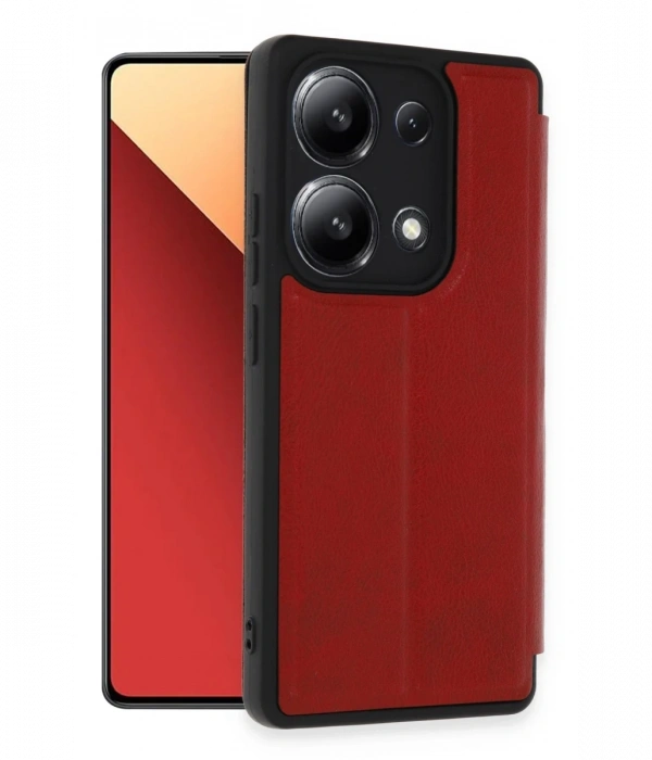 Newface Xiaomi Redmi Note 13 4G Kılıf Flip Cover - Kırmızı
