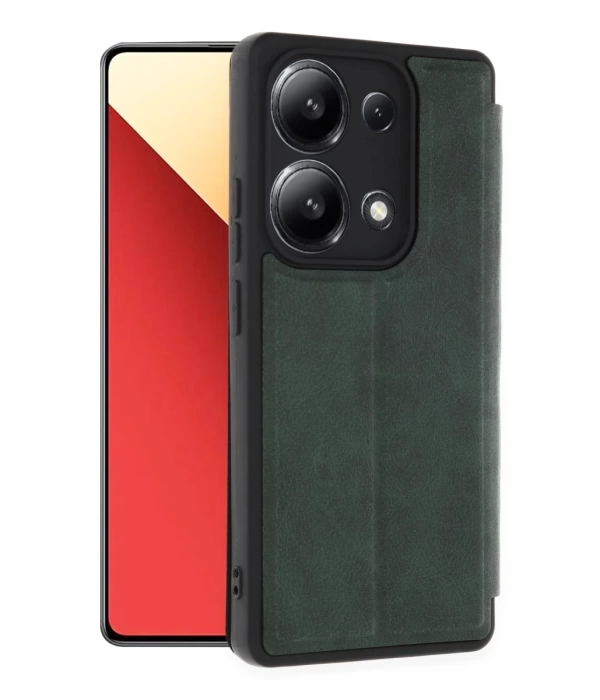 Newface Xiaomi Redmi Note 13 4G Kılıf Flip Cover - Koyu Yeşil