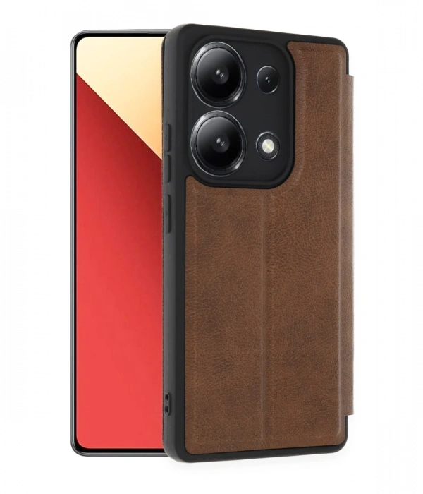 Newface Xiaomi Redmi Note 13 4G Kılıf Flip Cover - Taba