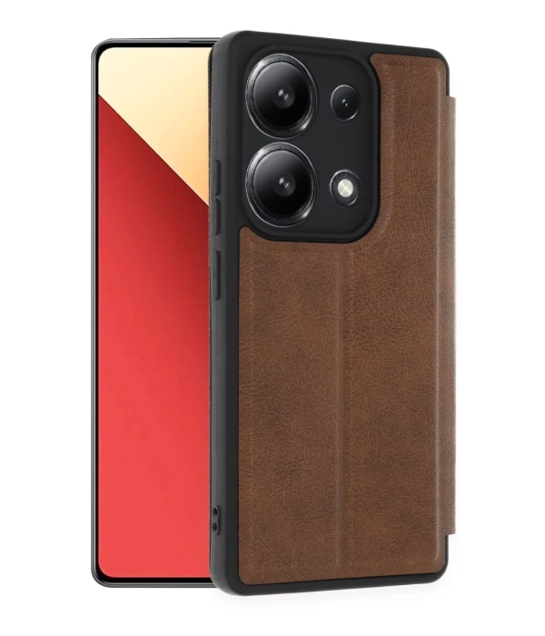 Newface Xiaomi Redmi Note 13 4G Kılıf Flip Cover - Taba