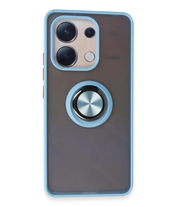 Newface Xiaomi Redmi Note 13 4G Kılıf Montreal Yüzüklü Silikon Kapak - Buz Mavi
