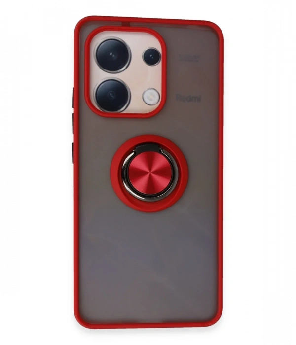 Newface Xiaomi Redmi Note 13 4G Kılıf Montreal Yüzüklü Silikon Kapak - Kırmızı