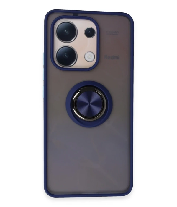 Newface Xiaomi Redmi Note 13 4G Kılıf Montreal Yüzüklü Silikon Kapak - Lacivert