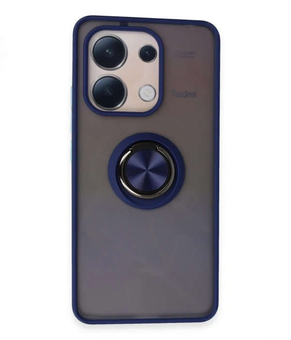 Newface Xiaomi Redmi Note 13 4G Kılıf Montreal Yüzüklü Silikon Kapak - Lacivert