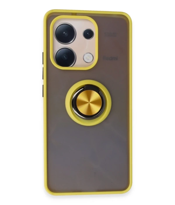 Newface Xiaomi Redmi Note 13 4G Kılıf Montreal Yüzüklü Silikon Kapak - Sarı