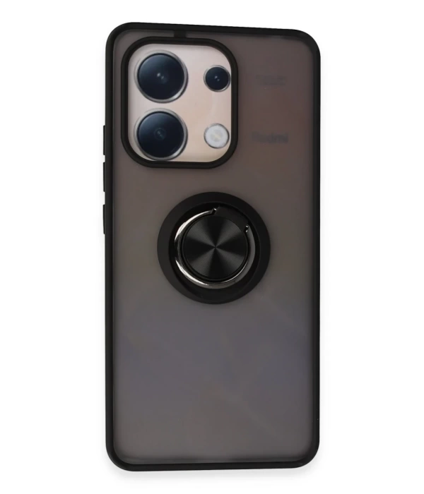 Newface Xiaomi Redmi Note 13 4G Kılıf Montreal Yüzüklü Silikon Kapak - Siyah
