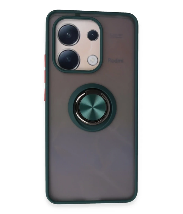 Newface Xiaomi Redmi Note 13 4G Kılıf Montreal Yüzüklü Silikon Kapak - Yeşil