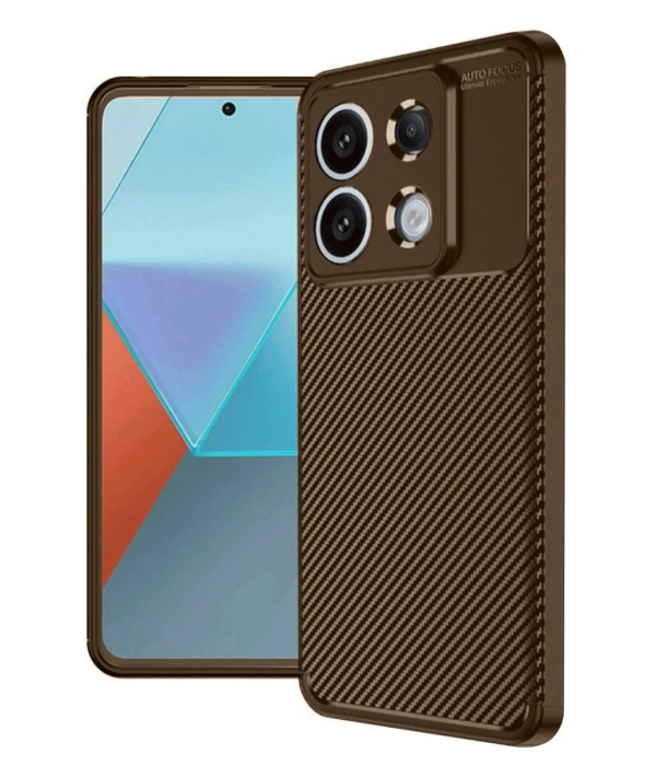 Newface Xiaomi Redmi Note 13 Pro 4G Kılıf Auto Focus Karbon Kapak - Kahverengi