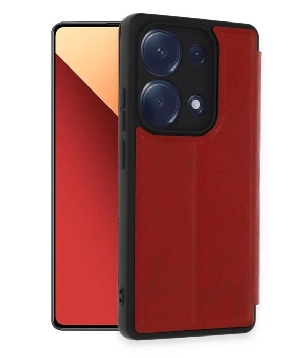 Newface Xiaomi Redmi Note 13 Pro 4G Kılıf Flip Cover - Kırmızı