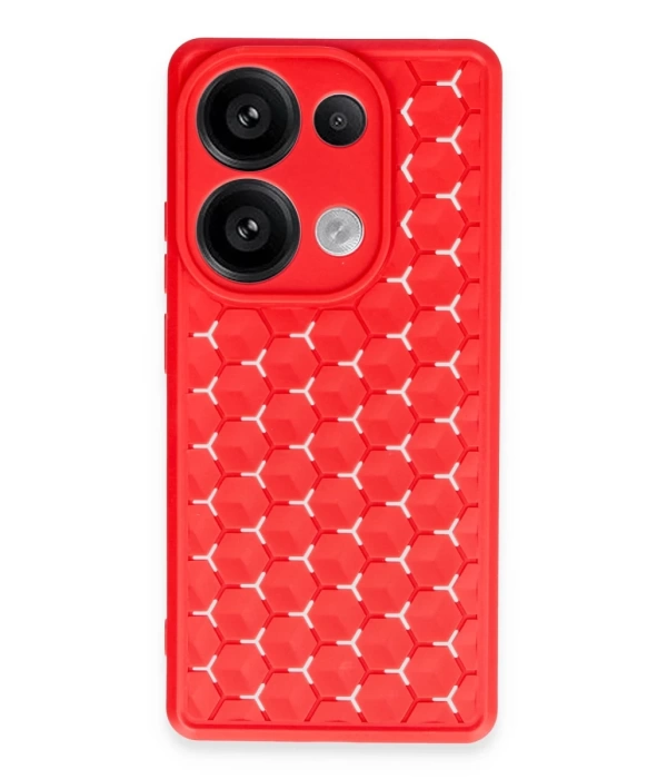 Newface Xiaomi Redmi Note 13 Pro 4G Kılıf Petek Silikon Kapak - Kırmızı