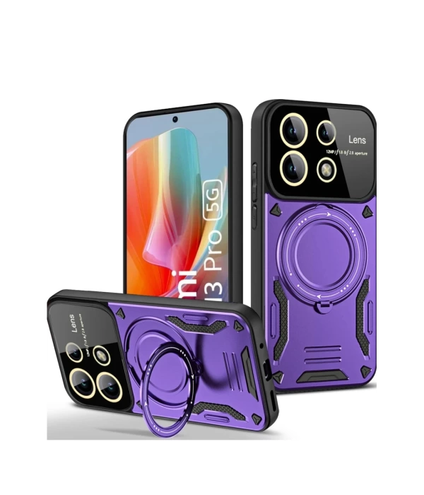 Newface Xiaomi Redmi Note 13 Pro 5G Kılıf Joy Lens Standlı Kapak - Mor