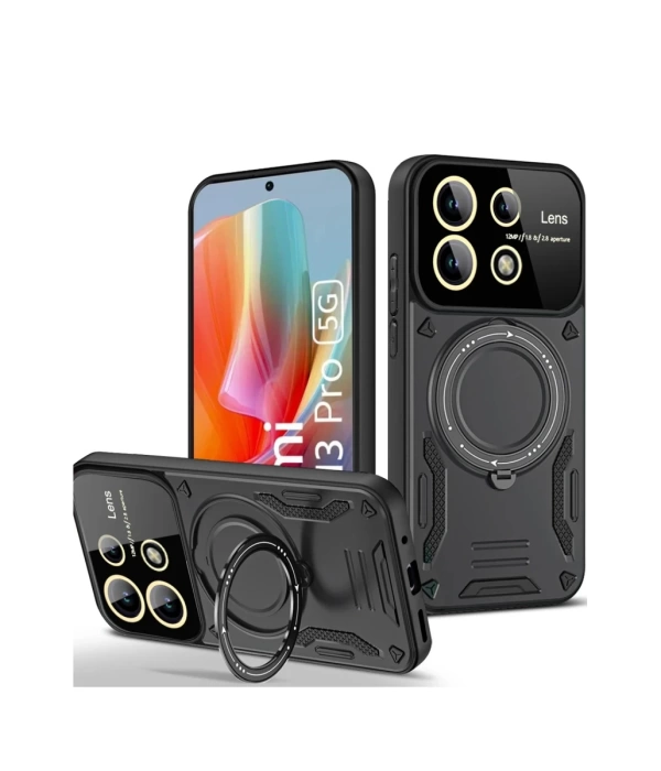 Newface Xiaomi Redmi Note 13 Pro 5G Kılıf Joy Lens Standlı Kapak - Siyah