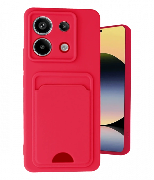 Newface Xiaomi Redmi Note 13 Pro 5G Kılıf Kelvin Kartvizitli Silikon - Kırmızı