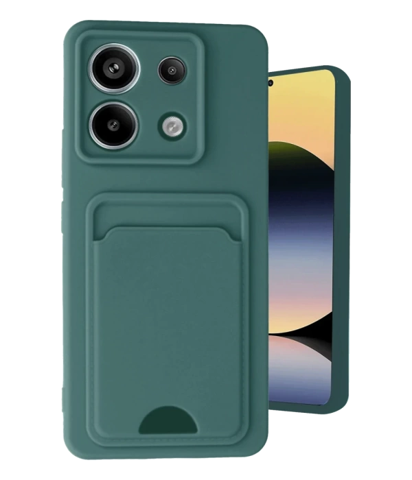 Newface Xiaomi Redmi Note 13 Pro 5G Kılıf Kelvin Kartvizitli Silikon - Koyu Yeşil