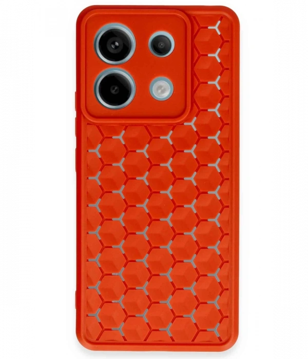 Newface Xiaomi Redmi Note 13 Pro 5G Kılıf Petek Silikon Kapak - Kırmızı