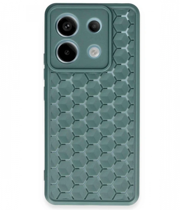 Newface Xiaomi Redmi Note 13 Pro 5G Kılıf Petek Silikon Kapak - Koyu Yeşil