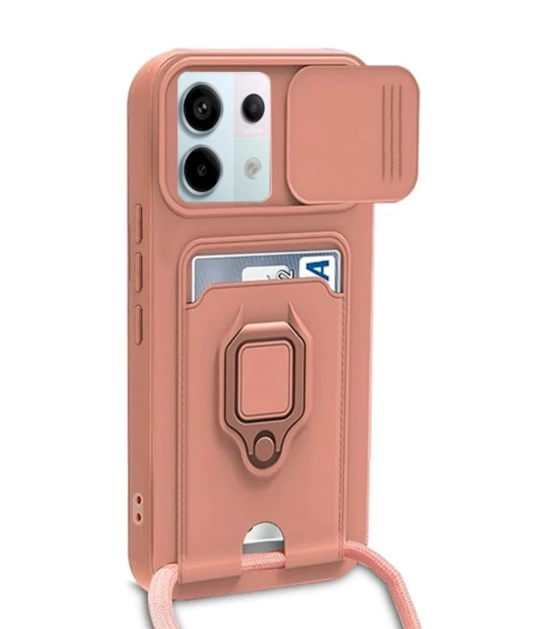 Newface Xiaomi Redmi Note 13 Pro 5G Kılıf Zuma Kartvizitli Yüzüklü Silikon - Pembe