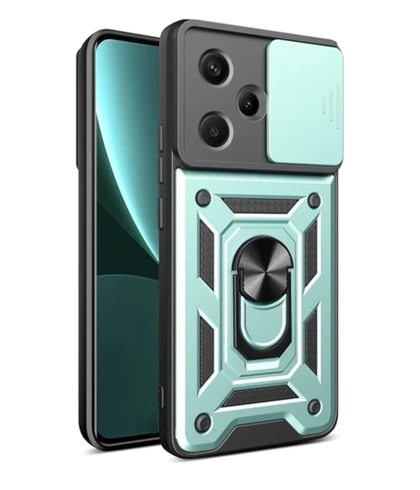 Newface Xiaomi Redmi Note 13 Pro Plus Kılıf Pars Lens Yüzüklü Silikon - Yeşil