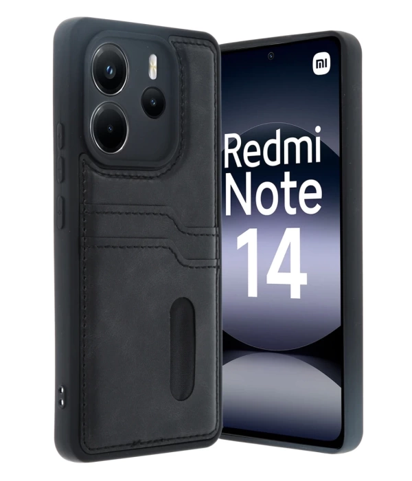 Newface Xiaomi Redmi Note 14 4G Kılıf Sara Kartvizitli Deri Kılıf