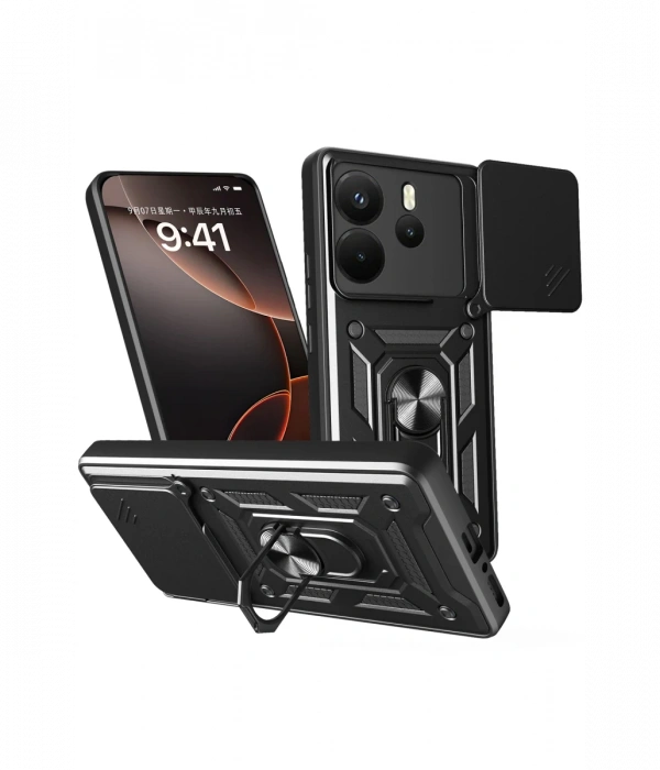 Xiaomi Redmi Note 14 4G Pars Lens Yüzüklü Silikon - Siyah