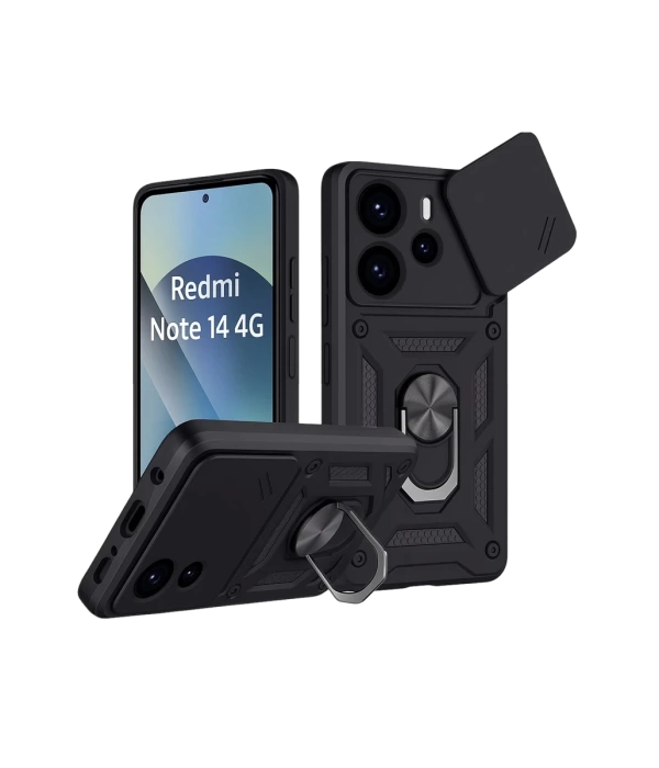 Newface Xiaomi Redmi Note 14 4G Pars Lens Yüzüklü Silikon - Siyah