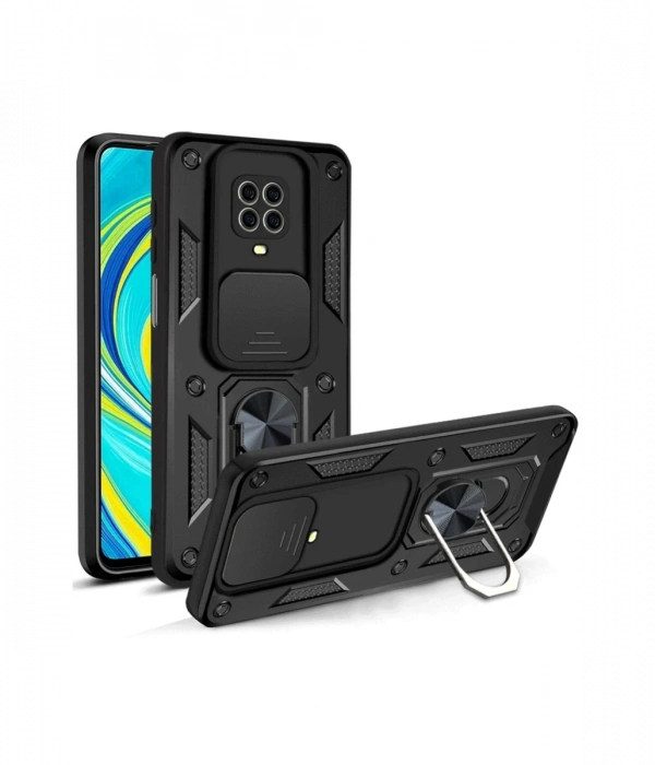 Newface Xiaomi Redmi Note 9 Pro Kılıf Pars Lens Yüzüklü Silikon