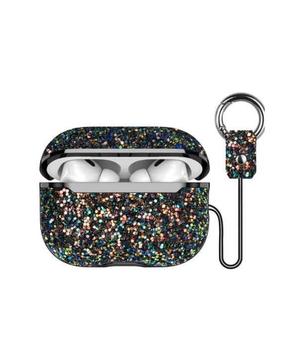 Onegif Airpods 2 (2.nesil) Bright Simli Airpods Kapak - Siyah