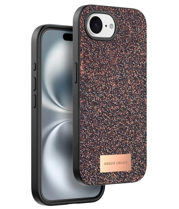 Onegif Apple iPhone 16E Bright Simli Kapak - Derin Mor