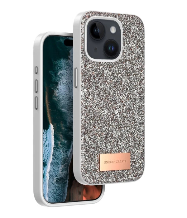 Onegif iPhone 15 Bright Simli Kapak - Gold