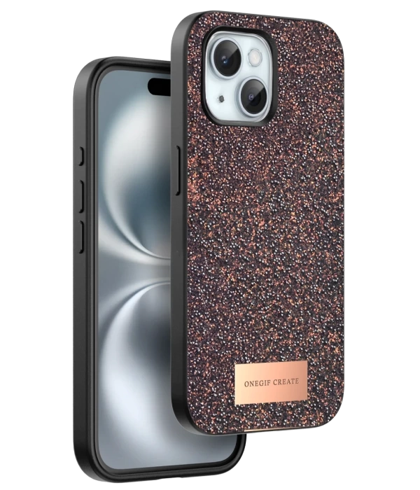Onegif iPhone 15 Plus Bright Simli Kapak - Derin Mor
