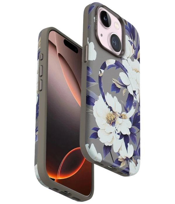 Onegif iPhone 15 Plus Flower Series Magsafe Kapak - Gri