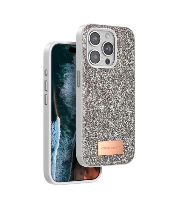 Onegif iPhone 15 Pro Max Bright Simli Kapak - Gold