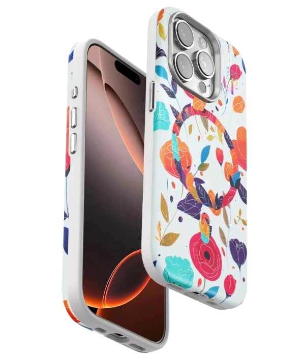 Onegif iPhone 15 Pro Max Flower Series Magsafe Kapak - Beyaz