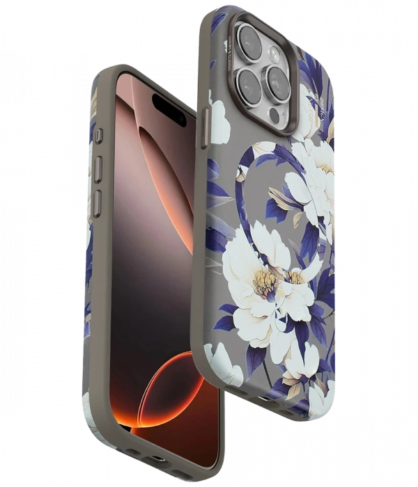 Onegif iPhone 15 Pro Max Flower Series Magsafe Kapak - Gri