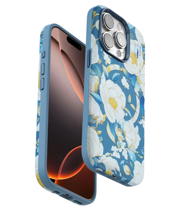 Onegif iPhone 15 Pro Max Flower Series Magsafe Kapak - Mavi