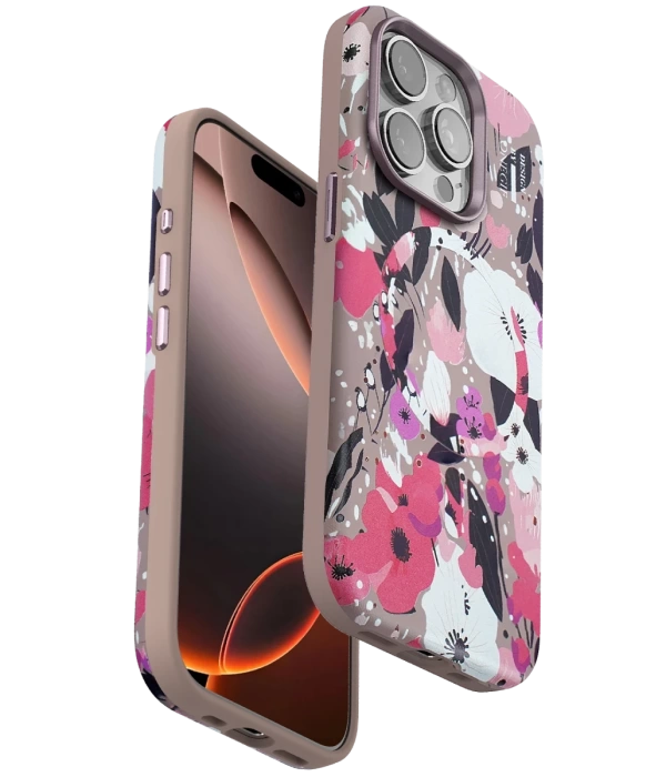 Onegif iPhone 15 Pro Max Flower Series Magsafe Kapak - Pembe