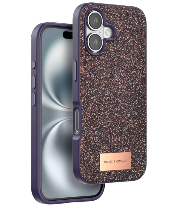 Onegif iPhone 16 Bright Simli Kapak - Derin Mor