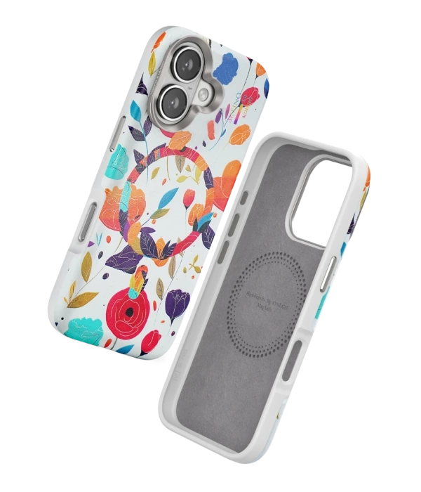 Onegif iPhone 16 Flower Series Magsafe Kapak - Beyaz
