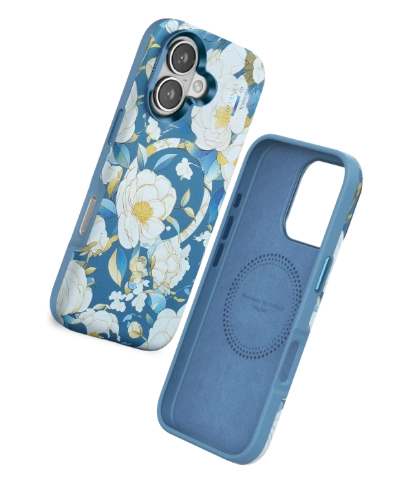 Onegif iPhone 16 Flower Series Magsafe Kapak - Mavi