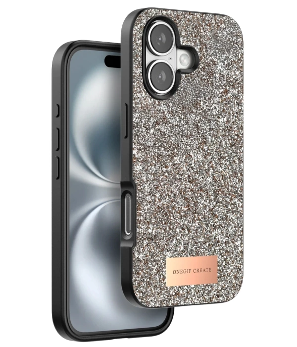 Onegif iPhone 16 Plus Bright Simli Kapak - Gold