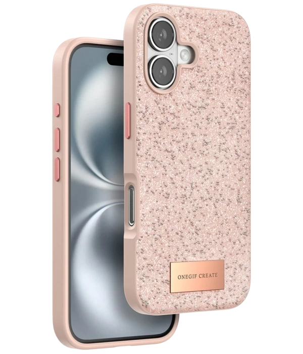 Onegif iPhone 16 Plus Bright Simli Kapak - Pembe