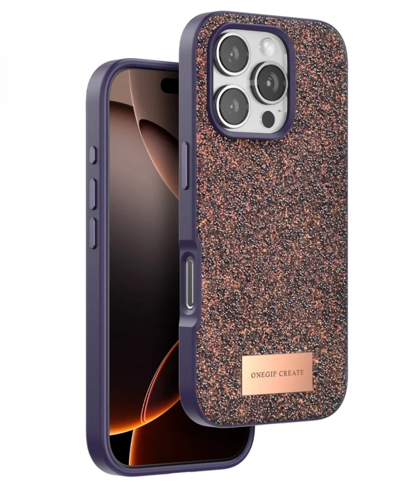 Onegif iPhone 16 Pro Bright Simli Kapak - Derin Mor