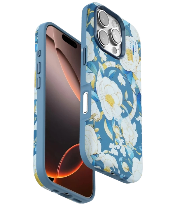 Onegif iPhone 16 Pro Flower Series Magsafe Kapak - Mavi