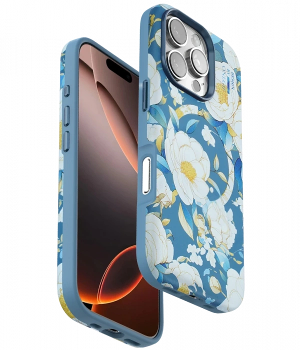 Onegif iPhone 16 Pro Max Flower Series Magsafe Kapak - Mavi
