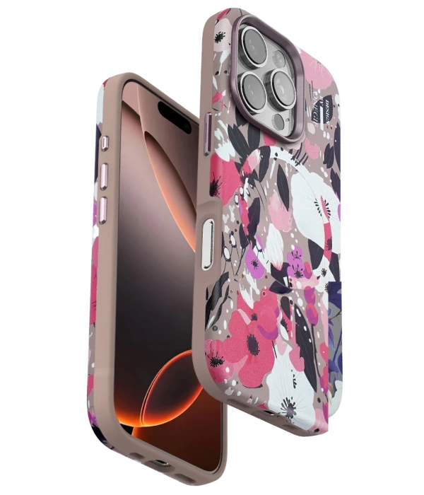 Onegif iPhone 16 Pro Max Flower Series Magsafe Kapak - Pembe